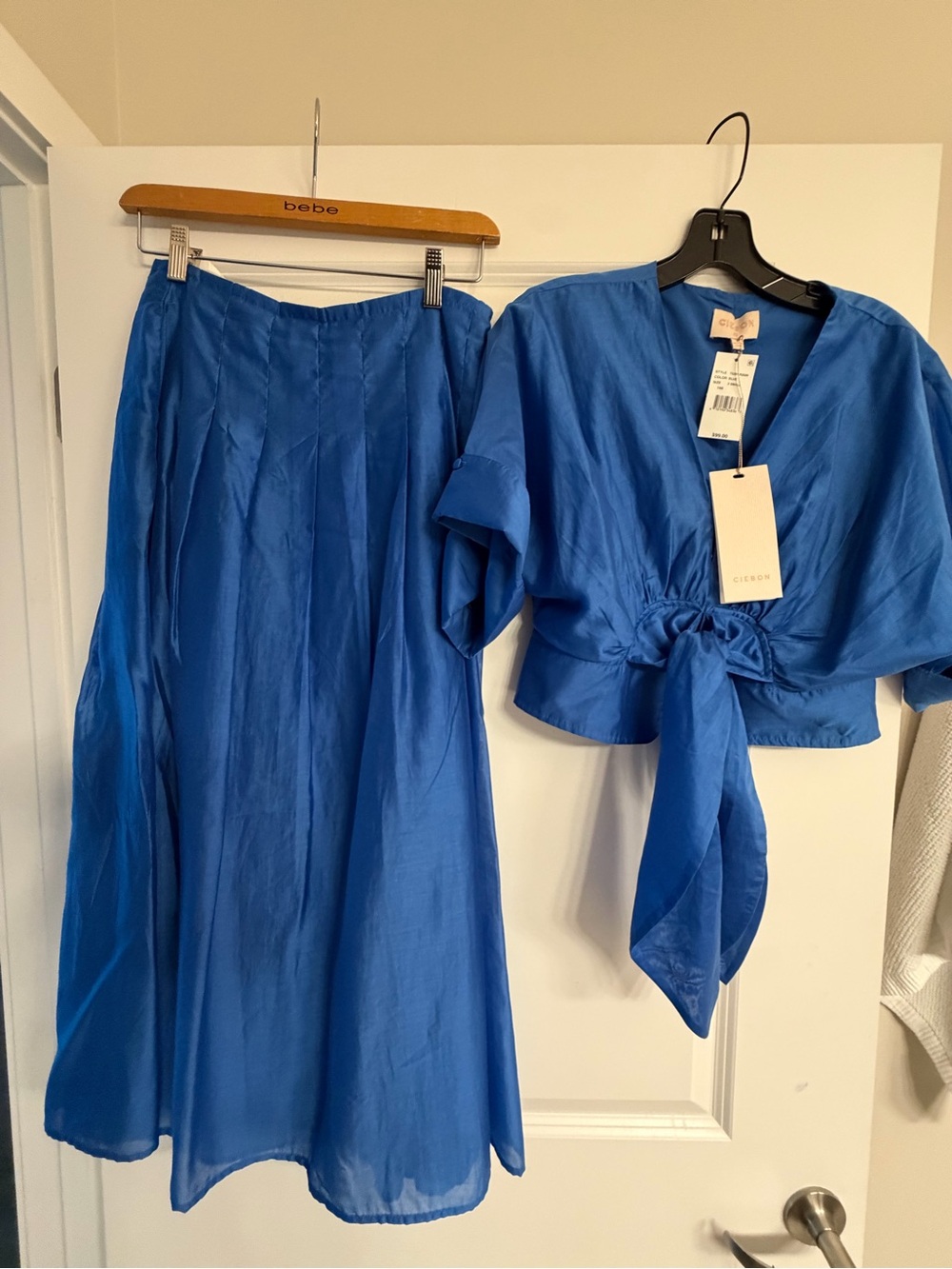 Cider Royal Blue Tie-Front Maxi Skirt